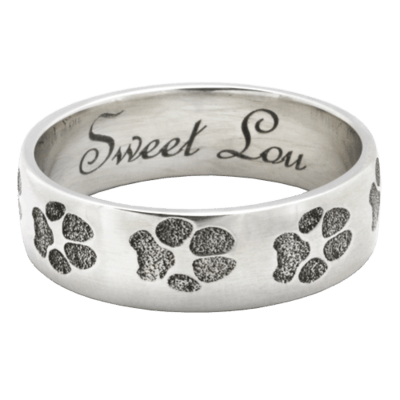 Paw Print 14K White Gold Keepsake Ring